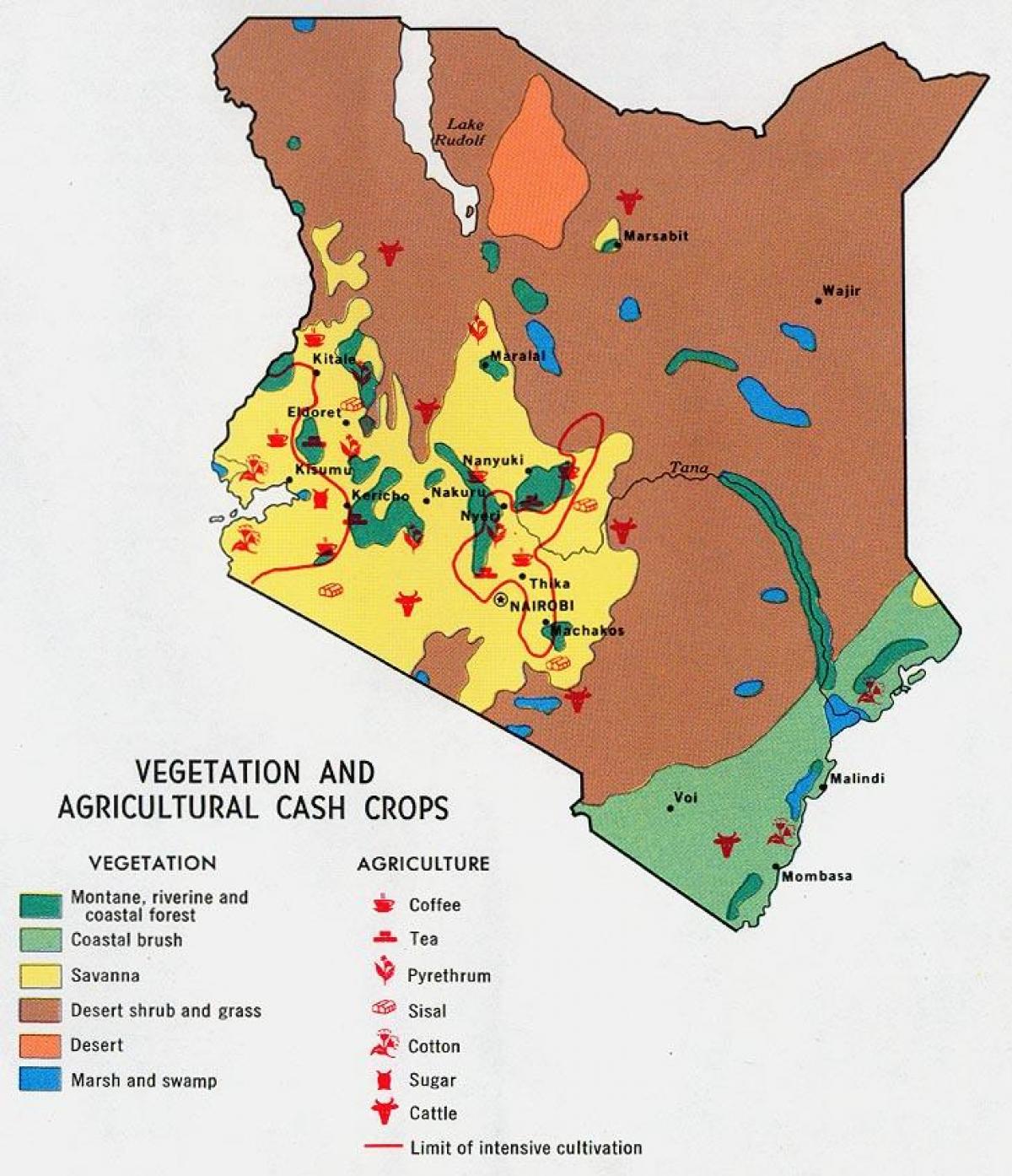 žemėlapis Kenijos gamtos išteklius