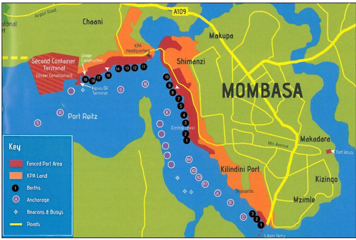 žemėlapis mombasa, Kenija