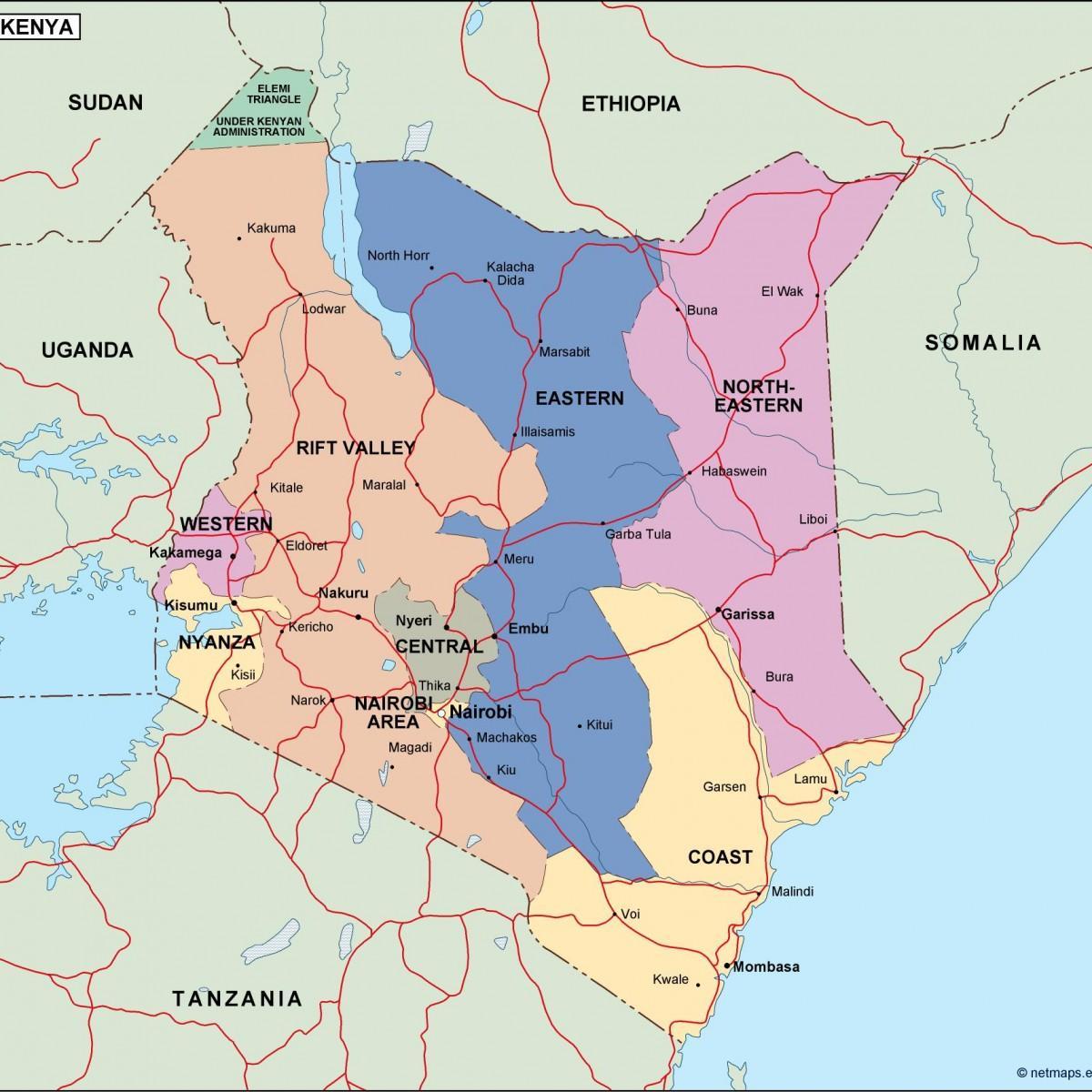 žemėlapis politinį žemėlapį Kenija