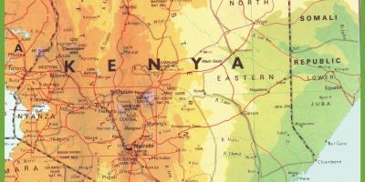 Kenija kelių tinklo žemėlapis