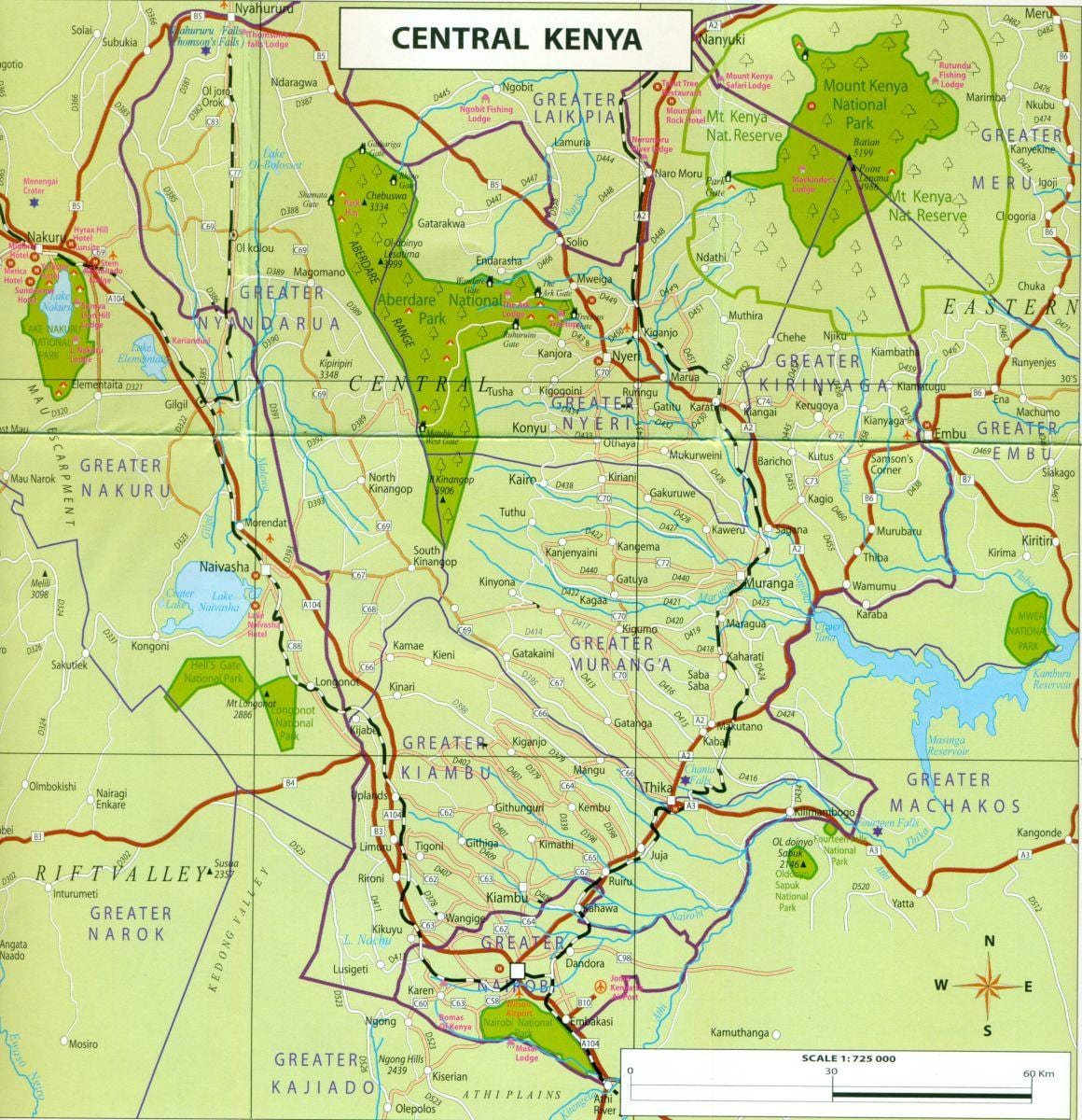 žemėlapis centrinės Kenija