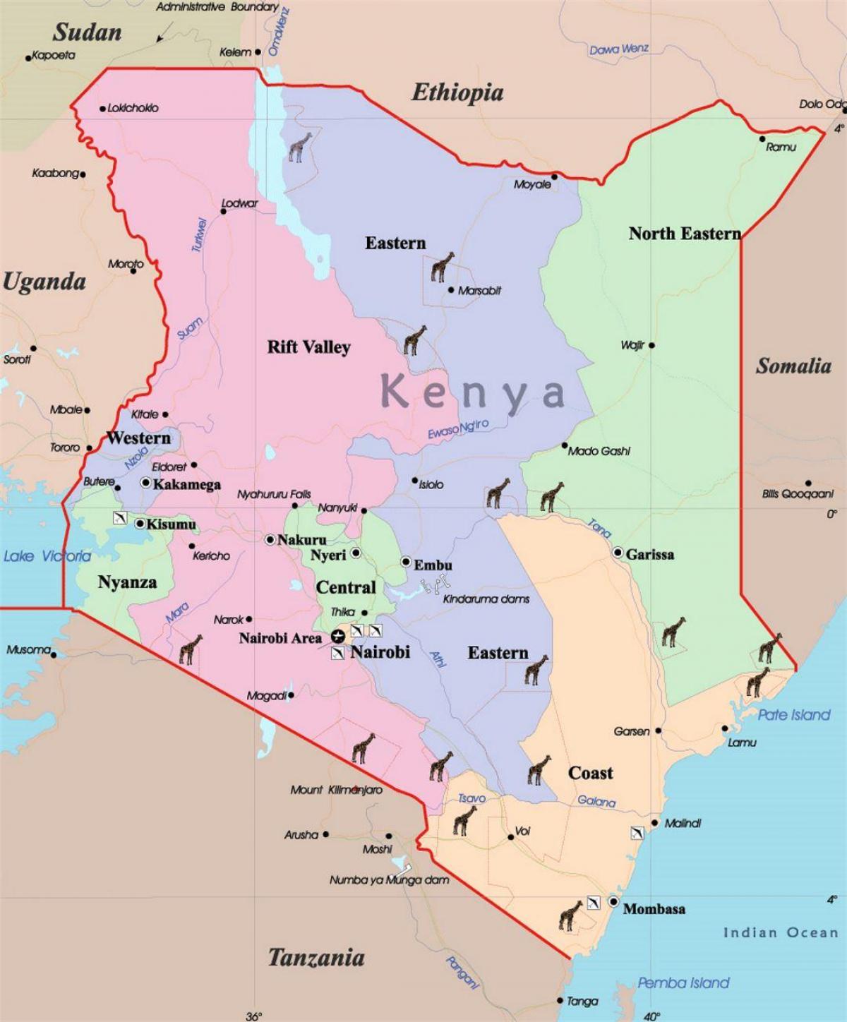 didelis žemėlapis Kenija