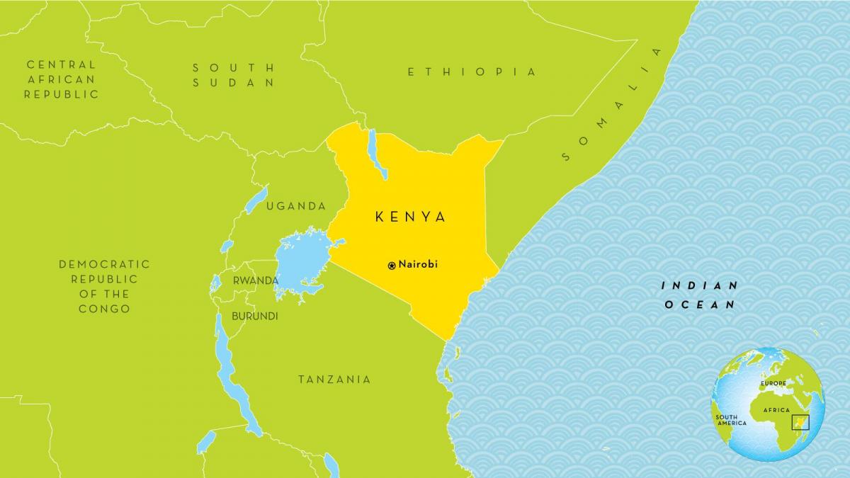 nairobi, Kenija žemėlapyje