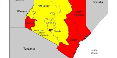 Žemėlapis Kenija maliarija