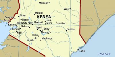 Žemėlapis Kenijos su miestų