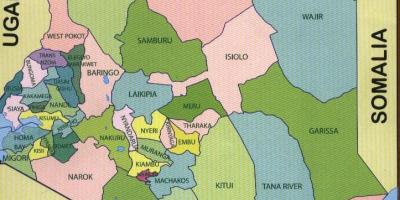 Apskričių Kenijos žemėlapyje